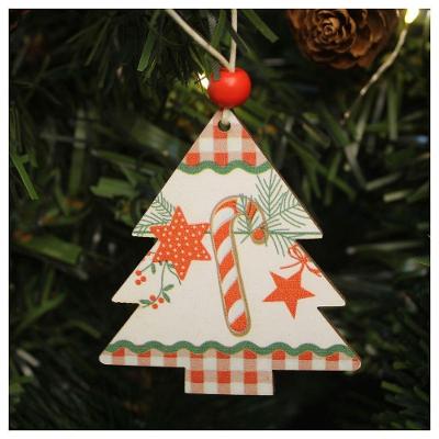 Enfeite 2 Pendentes Para árvore De Natal Pinheirinho Em Mdf 7cm