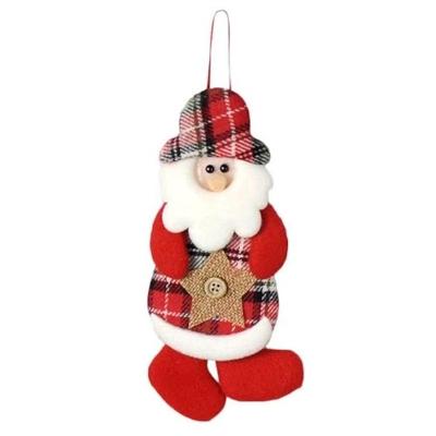 Enfeite Pendente árvore Natal Papai Noel Xadrez 17cm