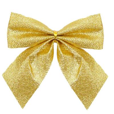 Enfeite árvore Natal Laço Lacinho Dourado Glitter Brilhante 4 Peças 9cm