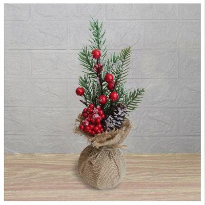 Kit 2 Enfeite De Mesa Natal Berry Vermelhos E Saco De Juta 28cm