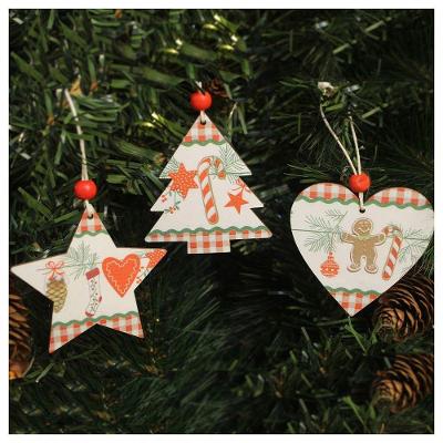 Kit 6 Enfeites Pendentes Para árvore De Natal Em Mdf 7cm