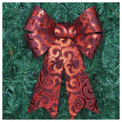 Kit 8 Enfeite árvore Natal Laço Vermelho Camurça 31 Cm