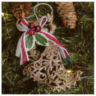 Kit 4 Enfeite Pendente árvore Natal Anjo Dourado 12,5cm