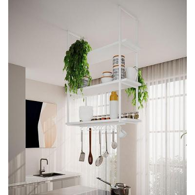 Prateleira Estilo Industrial Suspensa Teto Cozinha Nicho Denver 80Cm - Branco - Branco