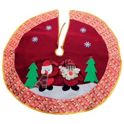 Saia Para árvore De Natal Vermelha Temática Papai Noel E Boneco De Neve Feltro 88cm