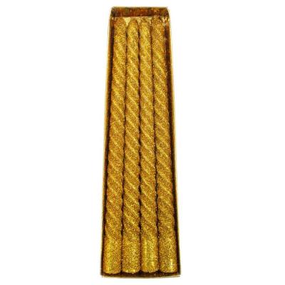 Velas De Natal Decorativa Com Glitter Dourada 4 Unidades