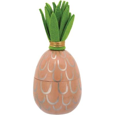 Penélope Porta Joias 18X8X8Cm Madeira Rosa Abacaxi
