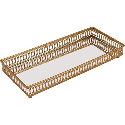 Zaree Bandeja 4X30X13Cm Metal Dourado Espelhado