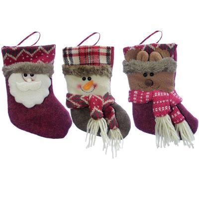 Trio Decoração Natal Bota Meia Rena Papai Noel Boneco Neve Natalino 18cm