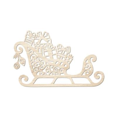 Arte Trenó De Natal 30cmx19cm - Cria Arte Laser Madeira Clara