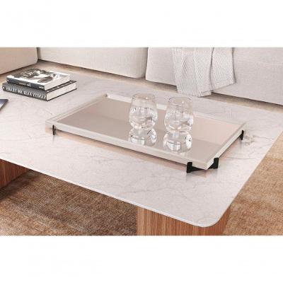Bandeja Decorativa Gala Preto Com Espelho Cor:off White