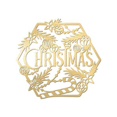 Hexágono De Natal 32cmx30cm - Cria Arte Laser Dourado