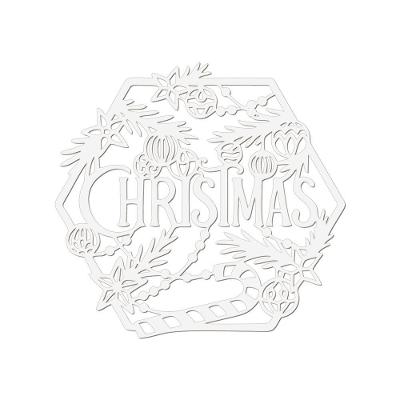 Hexágono De Natal 32cmx30cm - Cria Arte Laser Branco