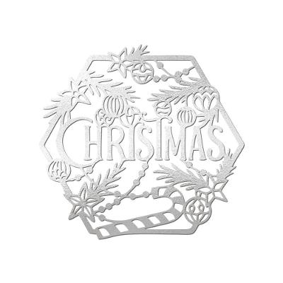 Hexágono De Natal 32cmx30cm - Cria Arte Laser Prata