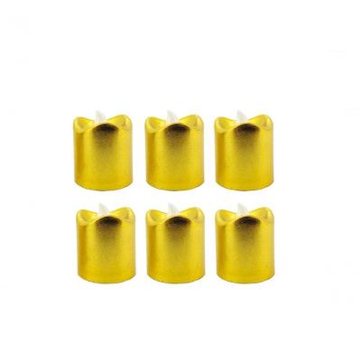 Kit 6 Velas Dourada Eletrônica Led 4cm - Yangzi