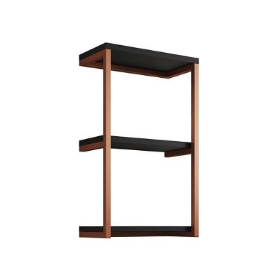 Nicho De Parede Industrial 3 Prateleiras Milão - Cobre E Preto - Cor: Marrom
