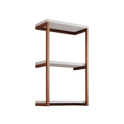 Nicho De Parede Industrial 3 Prateleiras Milão - Cobre E Branco - Cor: Marrom