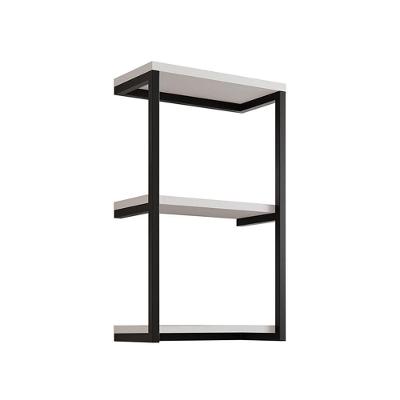 Nicho De Parede Industrial 3 Prateleiras Milão - Preto E Branco - Cor: Preto