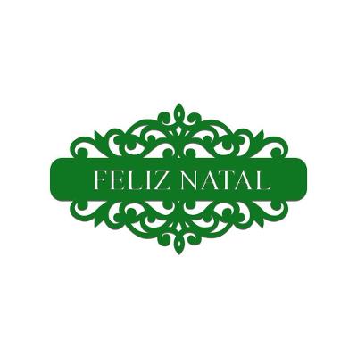 Placa Feliz Natal Com Arabesco 30cmx17cm - Cria Arte Laser Verde