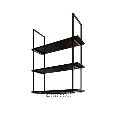 Prateleira Estilo Industrial Suspensa Teto Cozinha Nicho Denver 80cm - Preto - Cor: Preto