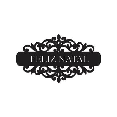 Placa Feliz Natal Com Arabesco 30cmx17cm - Cria Arte Laser Preto