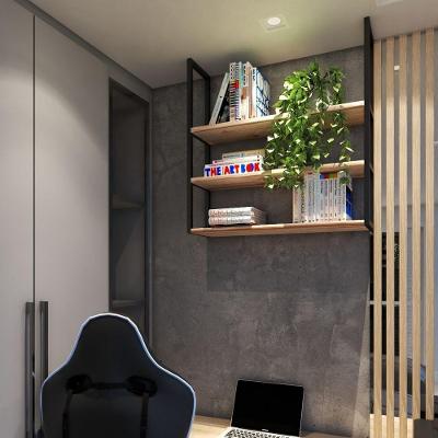 Suporte Preto Moderno Flutuante Para Varanda 100x20cm