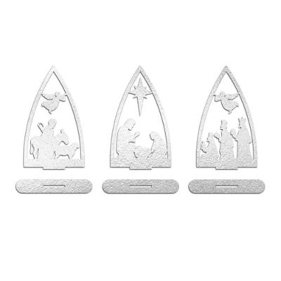 Trio Presépio Natal 9cmx15cm - Cria Arte Laser Prata