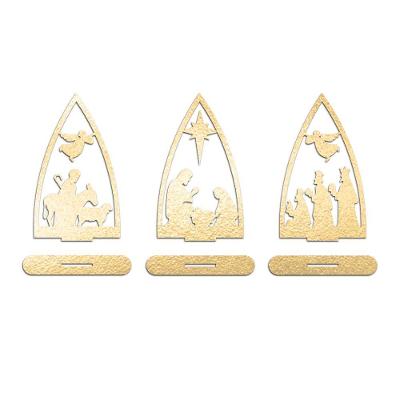 Trio Presépio Natal 9cmx15cm - Cria Arte Laser Dourado