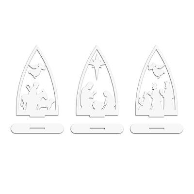 Trio Presépio Natal 9cmx15cm - Cria Arte Laser Branco