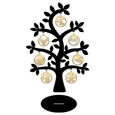 Árvore Preta Com Bolinhas De Natal 28cmx40cm - Cria Arte Laser Dourado