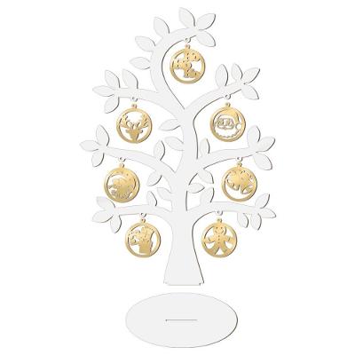 Árvore Branca Com Bolinhas De Natal 28cmx40cm - Cria Arte Laser Dourado