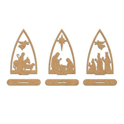 Trio Presépio Natal Mdf Cru 9cmx15cm - Cria Arte Laser Cru