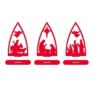 Trio Presépio Natal 9cmx15cm - Cria Arte Laser Vermelho