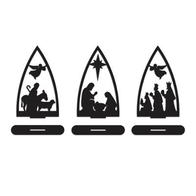 Trio Presépio Natal 9cmx15cm - Cria Arte Laser Preto