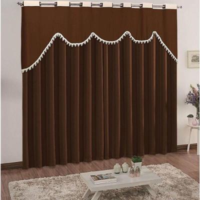 Cortina Maya 3,00M X 2,50M Tabaco Tecido Malha Gel Com Bandô Para Sala Quarto