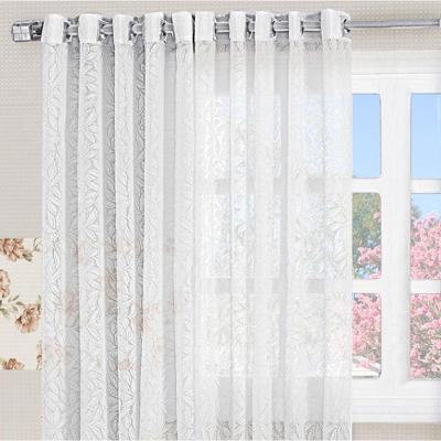 Cortina Para Cozinha 2,00M X 1,70M Charme Tecido Renda Floral Para Varão Simples - Branca