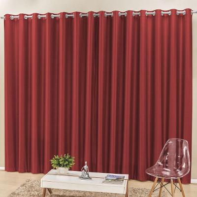 Cortina Madri 2,00M X 1,70M Vermelha Liso Tecido Semi Blackout Para Sala Quarto