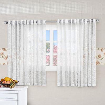 Cortina Para Cozinha 2,00M X 1,50M Charme Tecido Renda Floral Para Varão Simples - Branca
