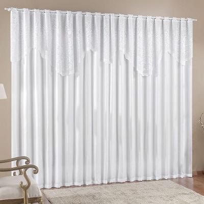 Cortina Nicole 4 Metros Branca Tecido Microfibra Com Renda Floral Sala Quarto