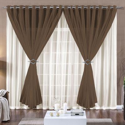 Cortina Paula 2,00M X 1,70M Tabaco Tecido Voal Leve Clean Para Sala Ou Quarto