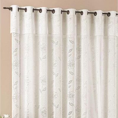 Cortina Luna 2,00M X 2,50M Palha Tecido Renda Floral Leve Para Sala Ou Quarto