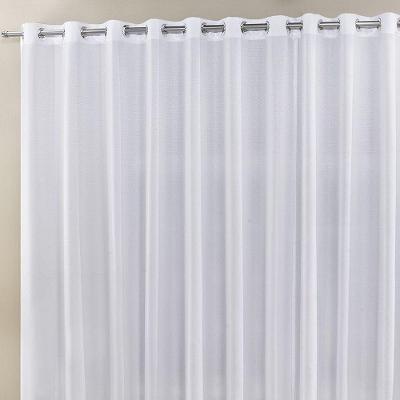 Cortina Roma 3,00M X 2,50M Branca Tecido Rafia Detalhado Para Sala Ou Quarto