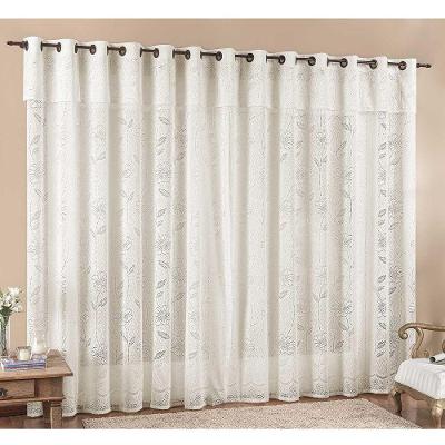 Cortina Luna 3,00M X 2,50M Palha Tecido Renda Floral Leve Para Sala Ou Quarto