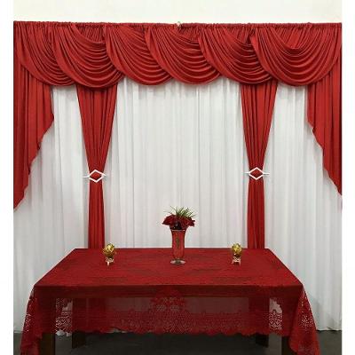 Cortina Rubi 3,00M X 2,60M Vermelha Com Branco Tecido Malha Gel Varão Duplo