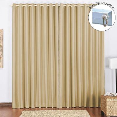Cortina Tecido Blackout 3,00M X 2,60M Avelã Para Trilho Comum Blecaute Sala Quarto Nova