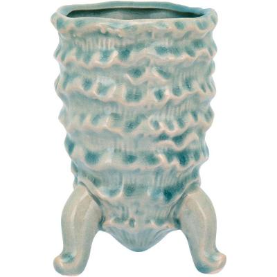 Fergie Vaso 13X9X9Cm Cerâmica Azul Com Pé