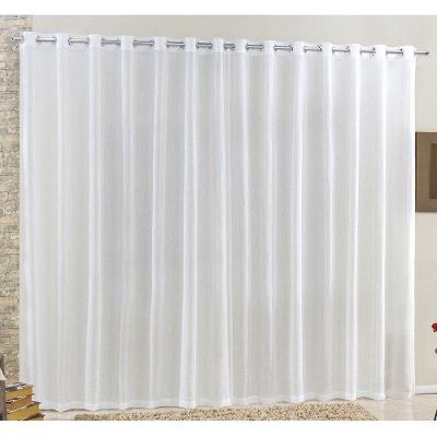 Cortina Rubi 4,00M X 2,60M Branca Tecido Voal Linho Detalhada Sala Quarto Leve