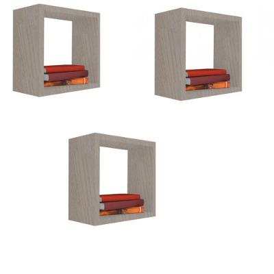 Kit 3 Nicho Decorativo 50X50X20 Cm Madeirado Em Mdf