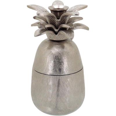 Neroly Castiçal 20X10X10Cm Metal Prata Abacaxi