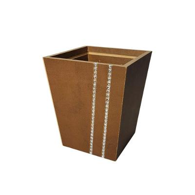 Vaso Em Mdf Com Strass (12x12x14) Marrom